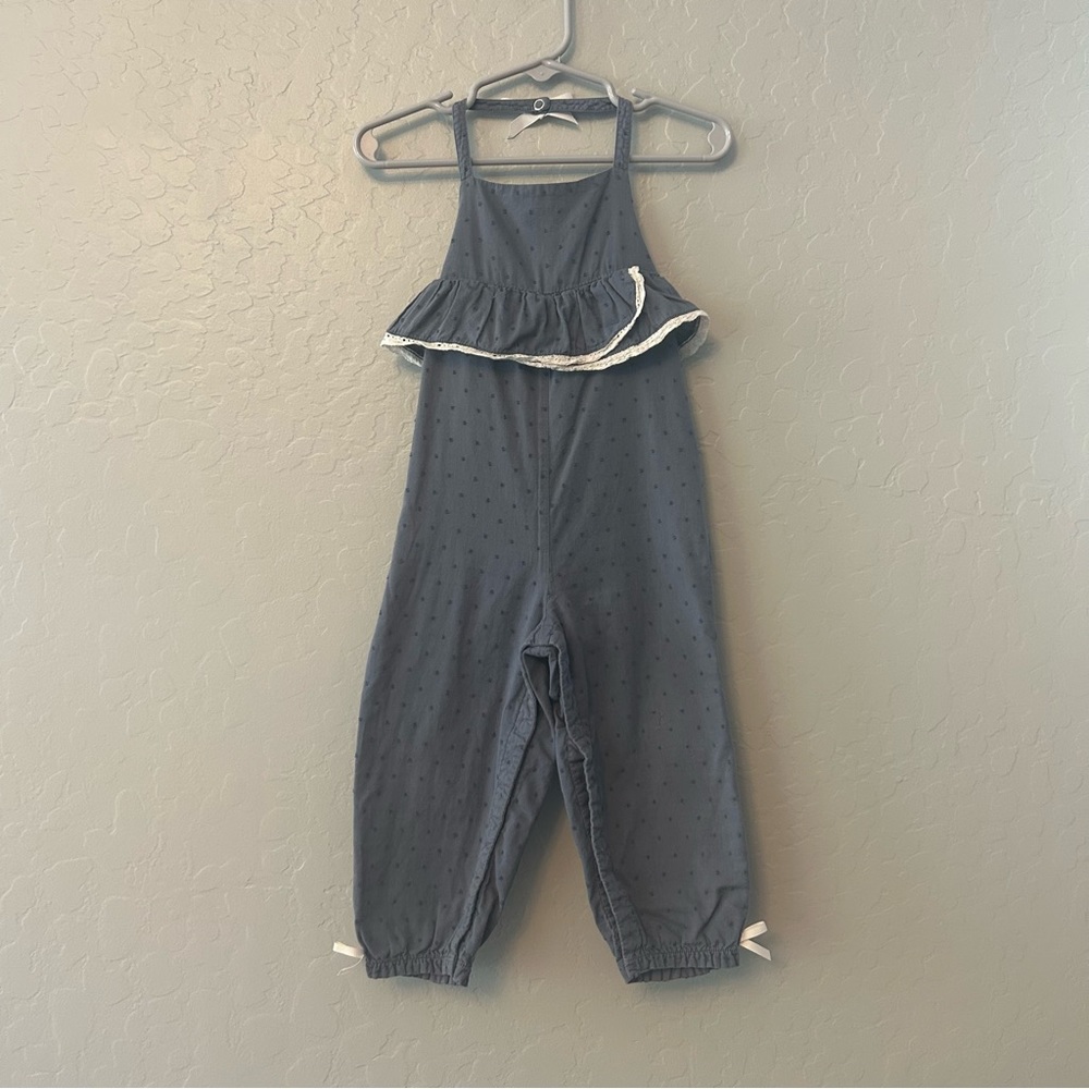 ⭐️Shabby Chic blue halter ruffled Swiss dot jumpsuit romper 24 months